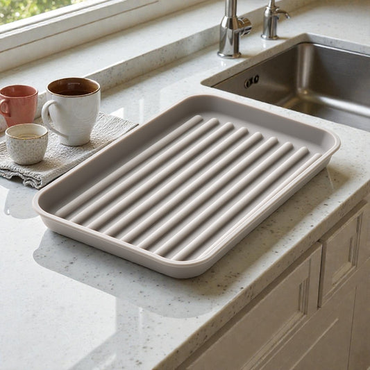 Fryzenta Silicone Dish Drying Mat - Ribbed Grey