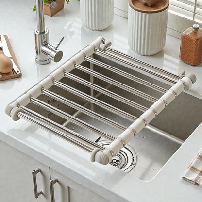 Fryzenta Roll-Up Dish Drying Rack - Stainless Steel & Grey